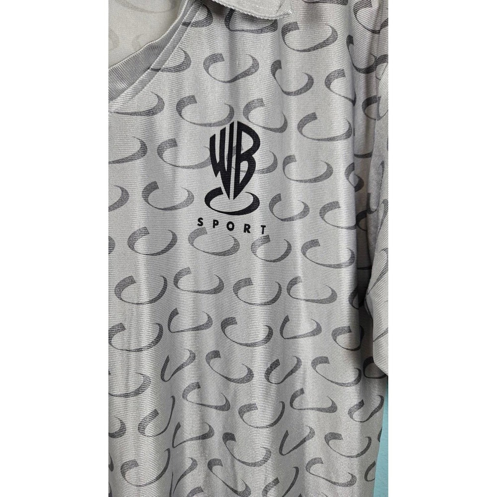 Vintage 1997 Warner Bros Studio Store Sport Polo Shirt Mens Medium Silver Grey - Picture 5 of 10